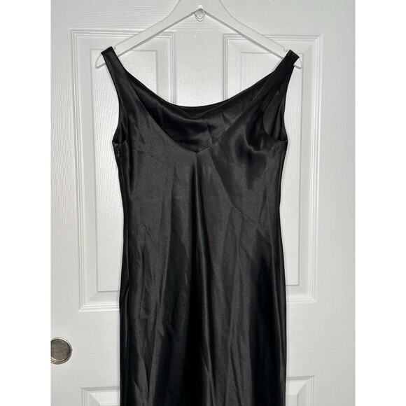 Birdy Grey Women's Size S Black Midi Slip Dress Satin Formal Lined - Picture 4 of 11